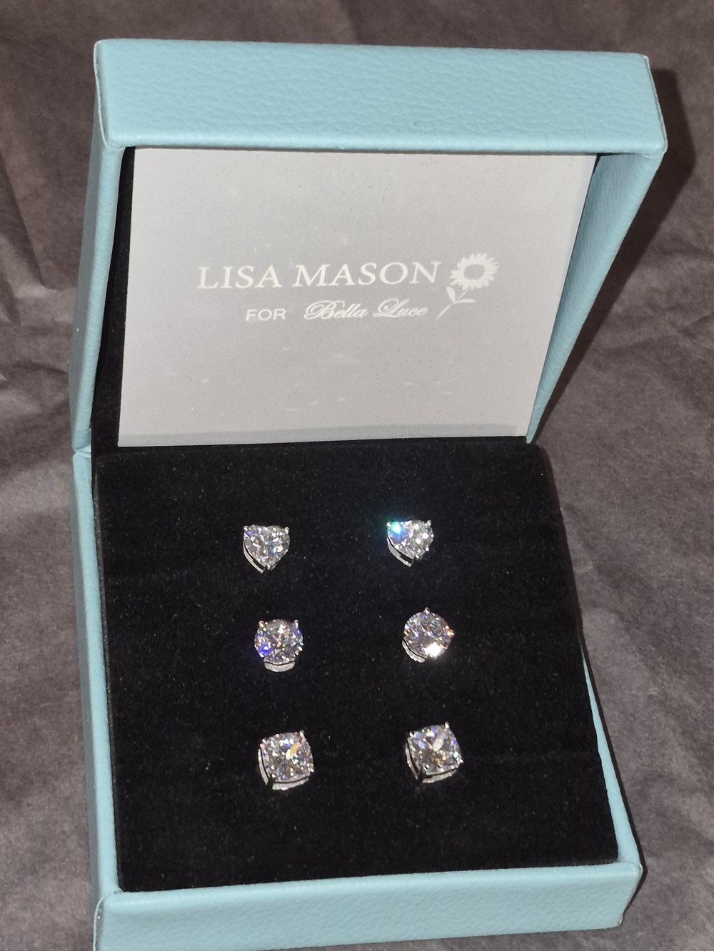 JTV Bella Luce Silver Cubic Zirconia Stud Trio Earring Set